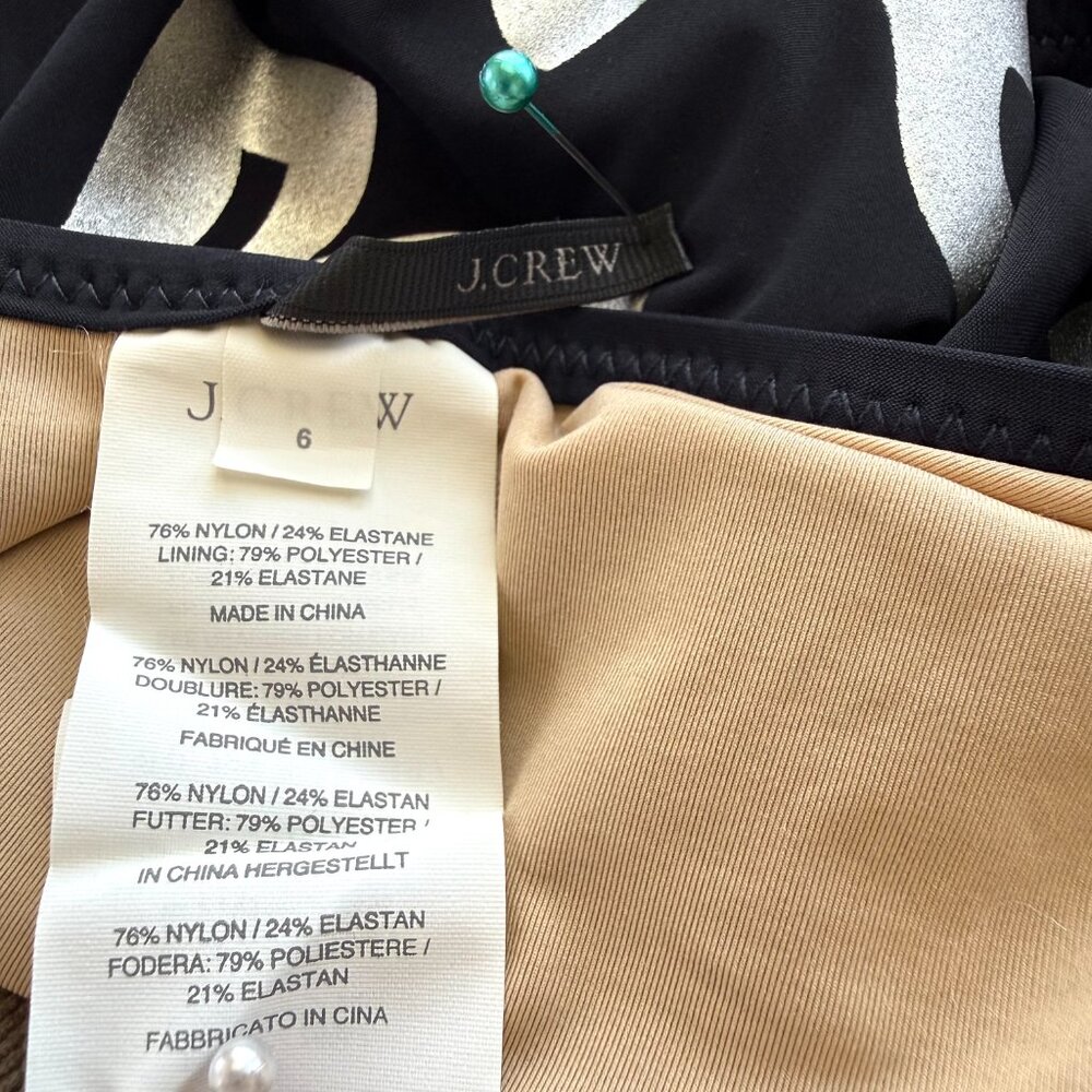 J. Crew Swimsuit One Piece Halter Black Silver (6) - Picture 5 of 7
